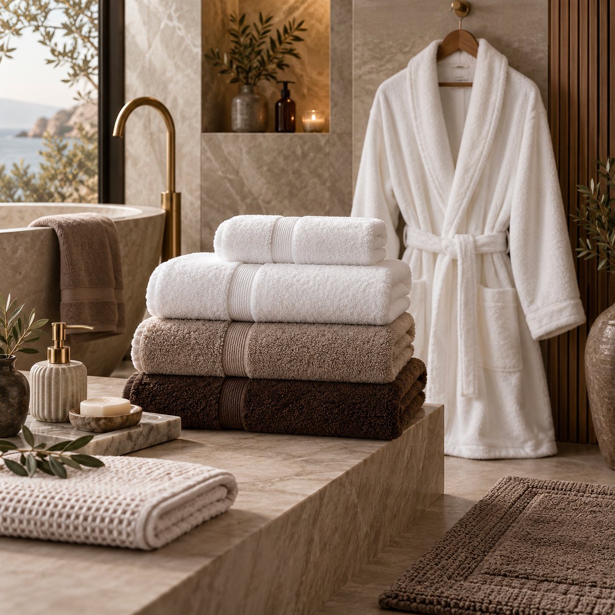 Serviettes et peignoirs de bain haut de gamme White Gold Luxury
