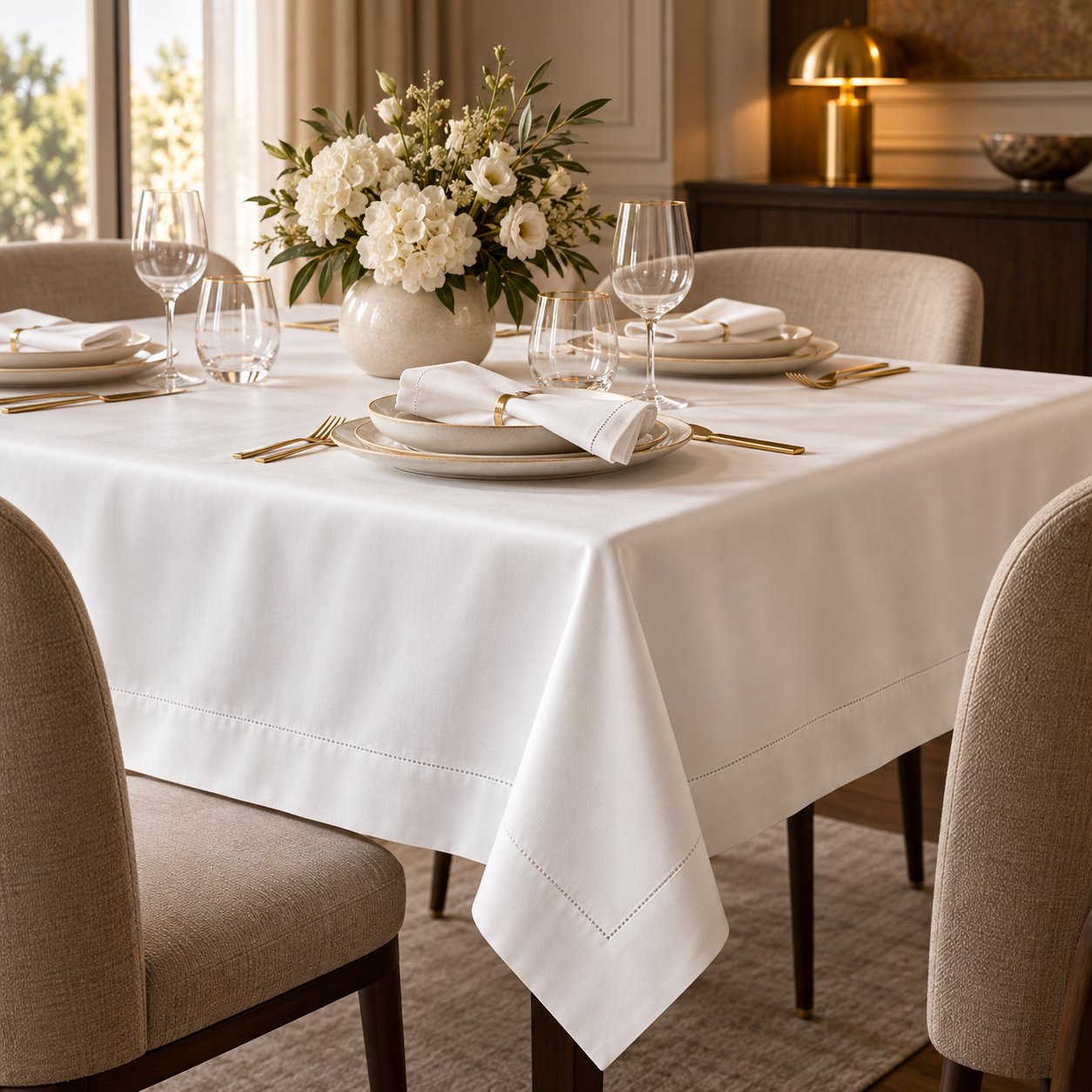 Linge de table élégant en satin de coton White Gold Luxury